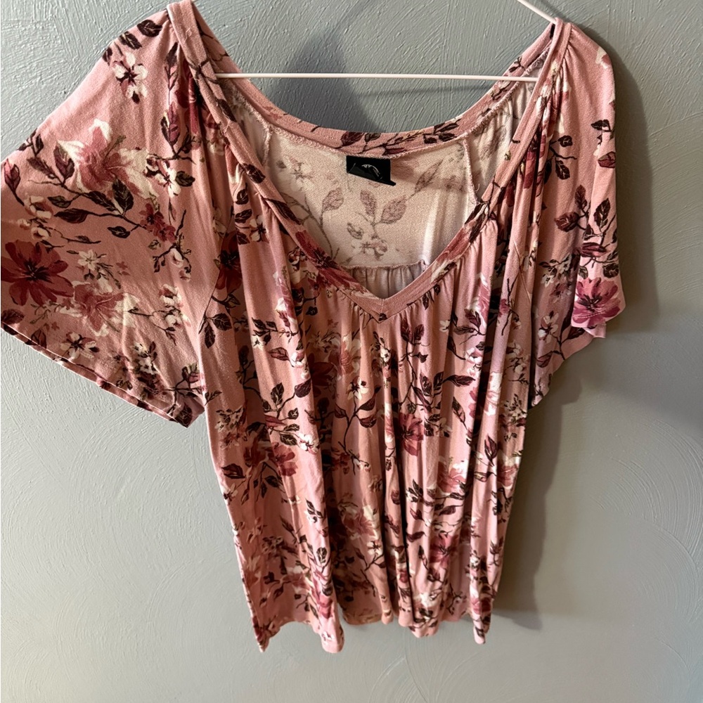 Bobeau Floral Blush Pink Blouse Size 1x